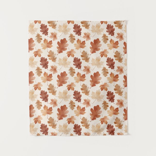 Cozy Autumn Leaf Pattern Tapestry (Front)