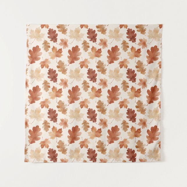 Cozy Autumn Leaf Pattern Tapestry (Front)