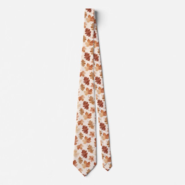 Cozy Autumn Leaf Pattern Tie (Front)