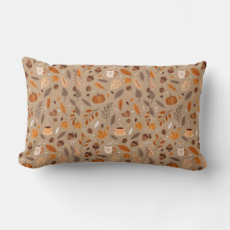 Cozy Autumn Leaves and Pumpkins Throw Pillow