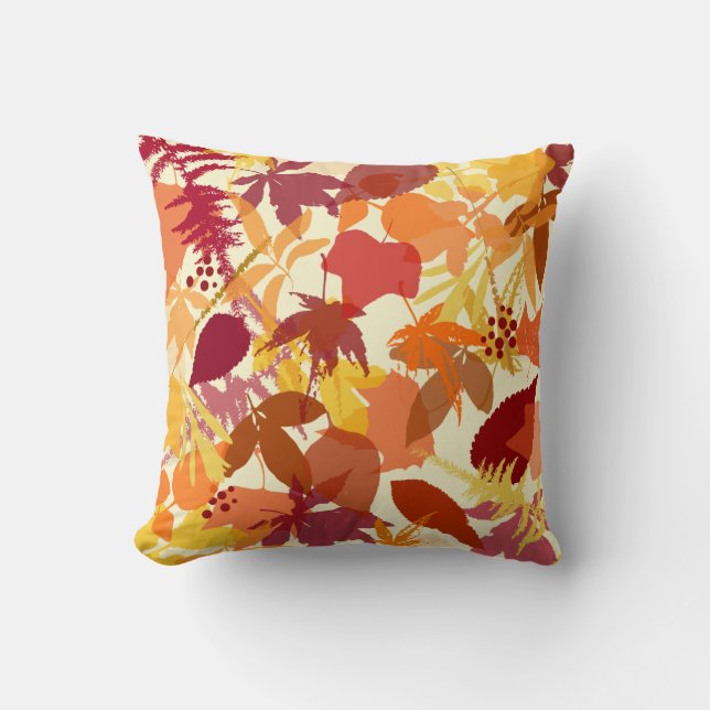 Cozy Autumn Leaves Pattern Pillow (Front)