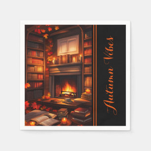 Cozy Autumn Library Napkin