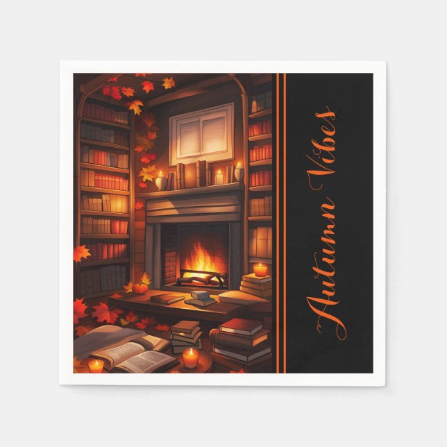 Cozy Autumn Library Napkin (Front)