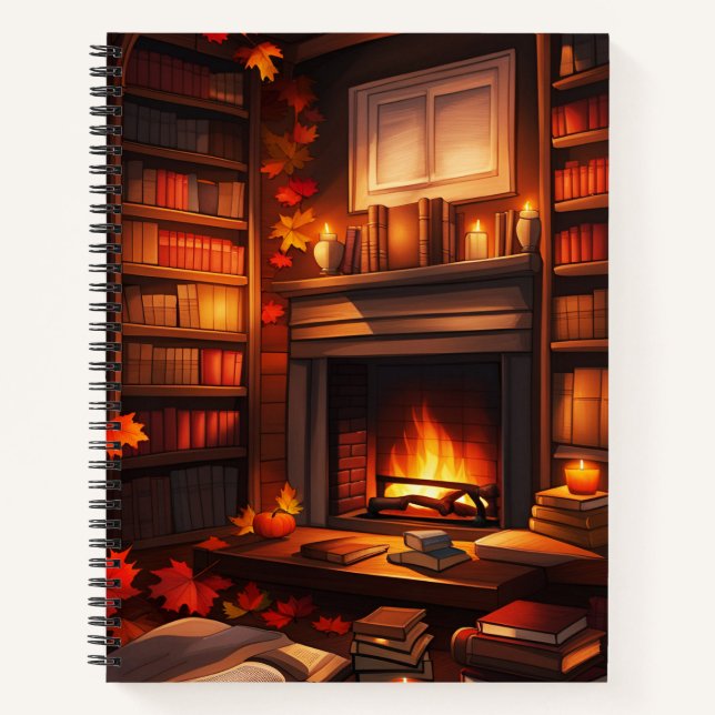 Cozy Autumn Library Notebook (Front)