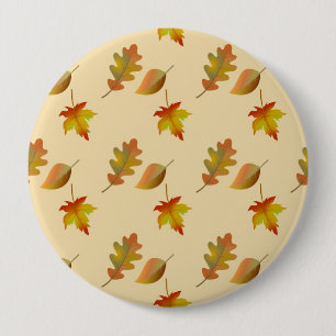Cozy autumn maple leaves oak leaves 4 inch round button