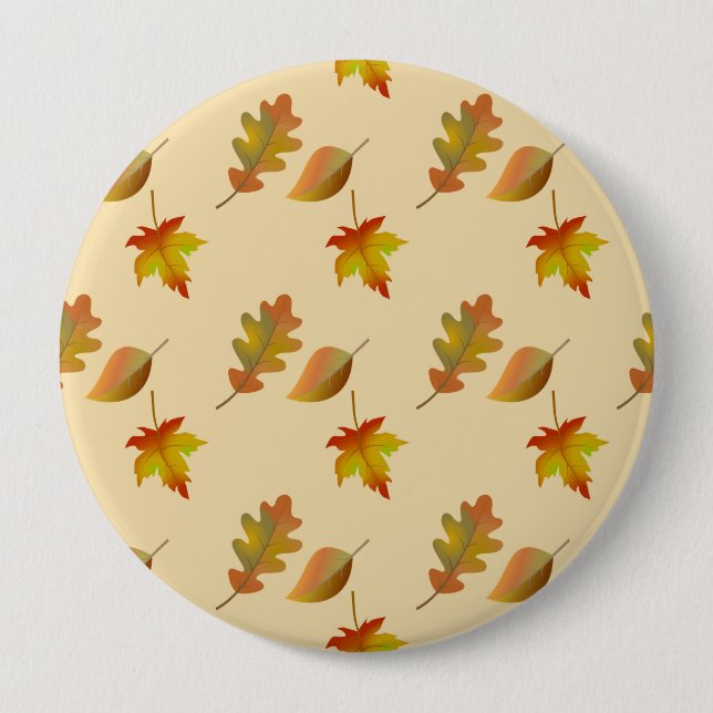 Cozy autumn maple leaves oak leaves  4 inch round button (Front)