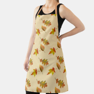 Cozy autumn maple leaves oak leaves  apron