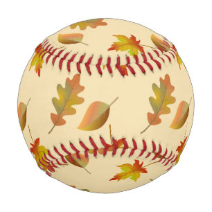 Cozy autumn maple leaves oak leaves baseball