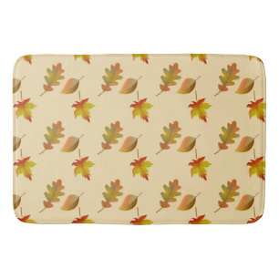Cozy autumn maple leaves oak leaves bath mat