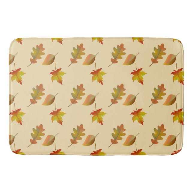 Cozy autumn maple leaves oak leaves bath mat (Front)