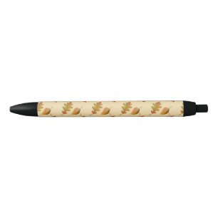 Cozy autumn maple leaves oak leaves black ink pen