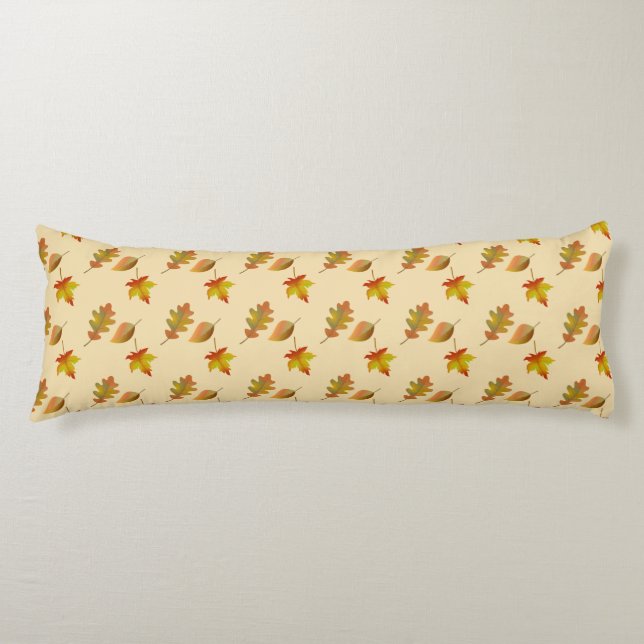 Cozy autumn maple leaves oak leaves  body pillow (Front)
