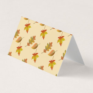 Cozy autumn maple leaves oak leaves business card