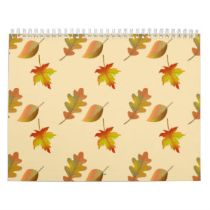 Cozy autumn maple leaves oak leaves  calendar
