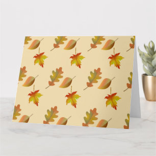 Cozy autumn maple leaves oak leaves card
