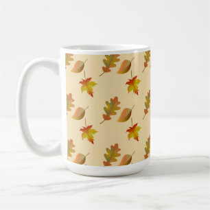 Cozy autumn maple leaves oak leaves coffee mug