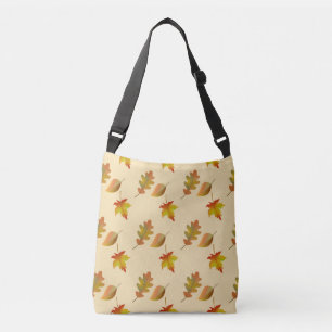 Cozy autumn maple leaves oak leaves crossbody bag
