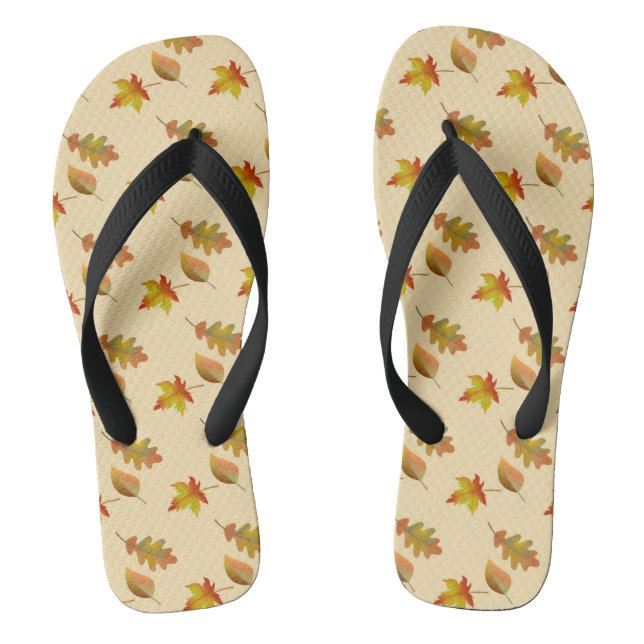 Cozy autumn maple leaves oak leaves  flip flops (Footbed)