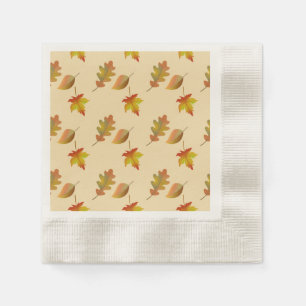 Cozy autumn maple leaves oak leaves napkin
