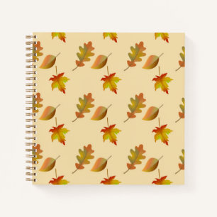 Cozy autumn maple leaves oak leaves notebook