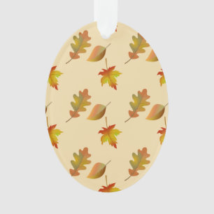 Cozy autumn maple leaves oak leaves ornament