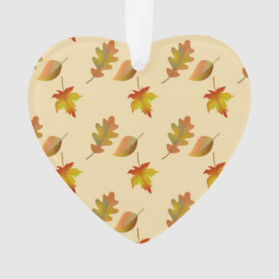 Cozy autumn maple leaves oak leaves ornament