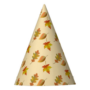 Cozy autumn maple leaves oak leaves party hat