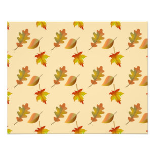 Cozy autumn maple leaves oak leaves photo print