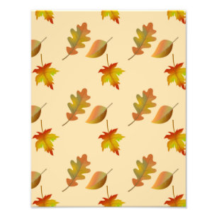 Cozy autumn maple leaves oak leaves photo print