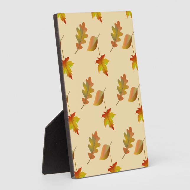 Cozy autumn maple leaves oak leaves plaque (Side)