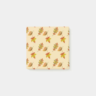 Cozy autumn maple leaves oak leaves post-it notes