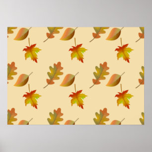 Cozy autumn maple leaves oak leaves  poster