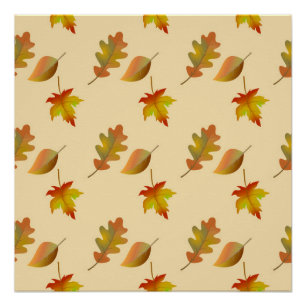 Cozy autumn maple leaves oak leaves  poster