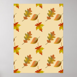 Cozy autumn maple leaves oak leaves poster