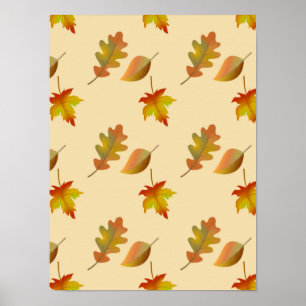 Cozy autumn maple leaves oak leaves poster