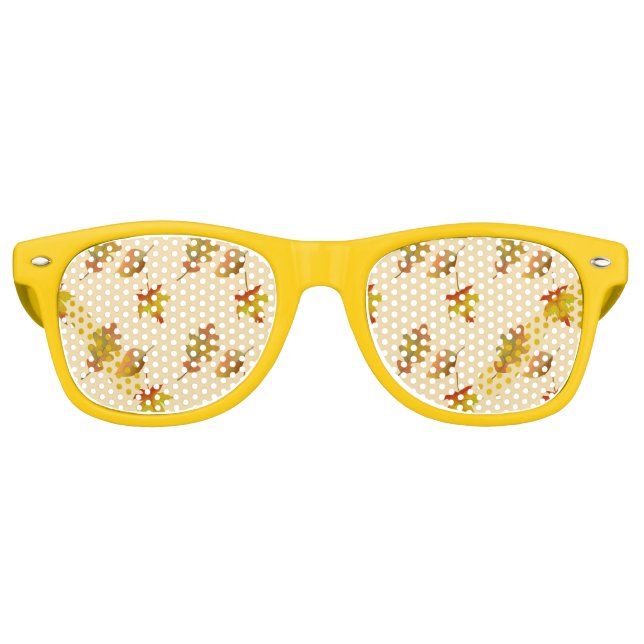 Cozy autumn maple leaves oak leaves  retro sunglasses (Front)