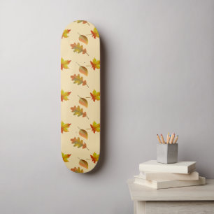 Cozy autumn maple leaves oak leaves skateboard