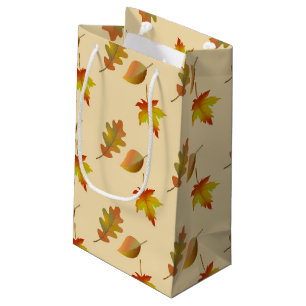 Cozy autumn maple leaves oak leaves  small gift bag