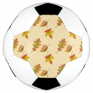 Cozy autumn maple leaves oak leaves soccer ball