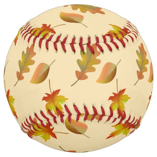 Cozy autumn maple leaves oak leaves  softball (Front)