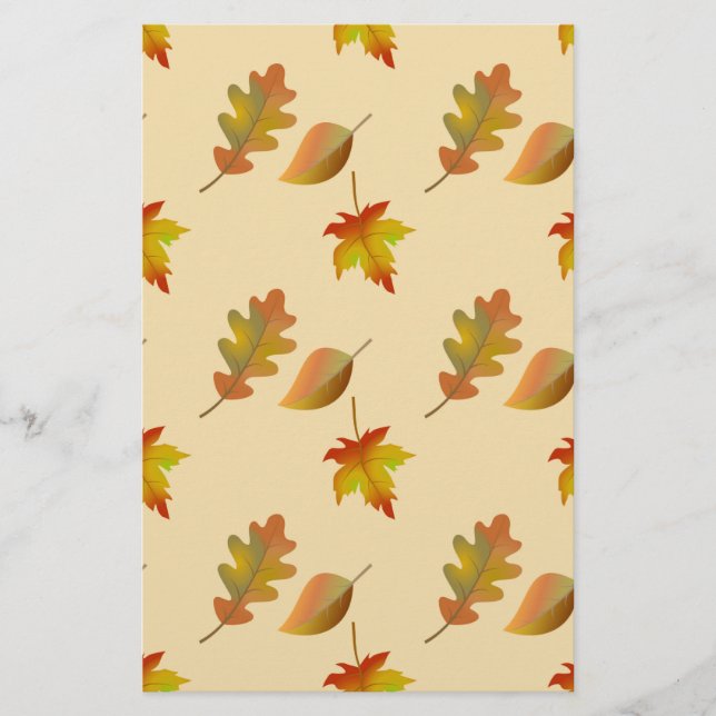 Cozy autumn maple leaves oak leaves  stationery (Front)