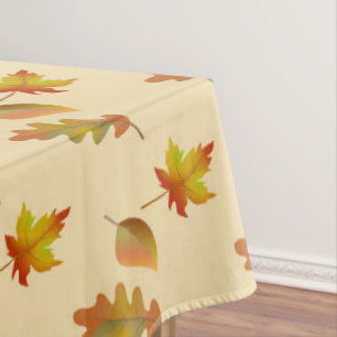 Cozy autumn maple leaves oak leaves  tablecloth