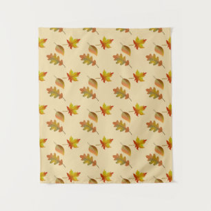 Cozy autumn maple leaves oak leaves tapestry
