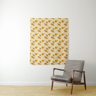 Cozy autumn maple leaves oak leaves tapestry