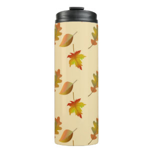 Cozy autumn maple leaves oak leaves  thermal tumbler