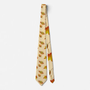 Cozy autumn maple leaves oak leaves  tie