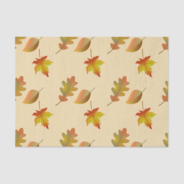 Cozy autumn maple leaves oak leaves tissue paper (Front)