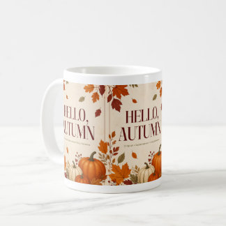 Cozy Autumn Mug | Hello Fall Pumpkin & Leaves Coff