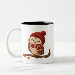 Cozy Autumn Owl Coffe Two-Tone Coffee Mug