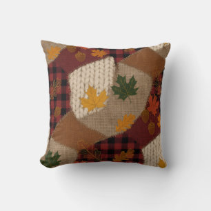 Cozy Autumn Patchwork Throw Pillow